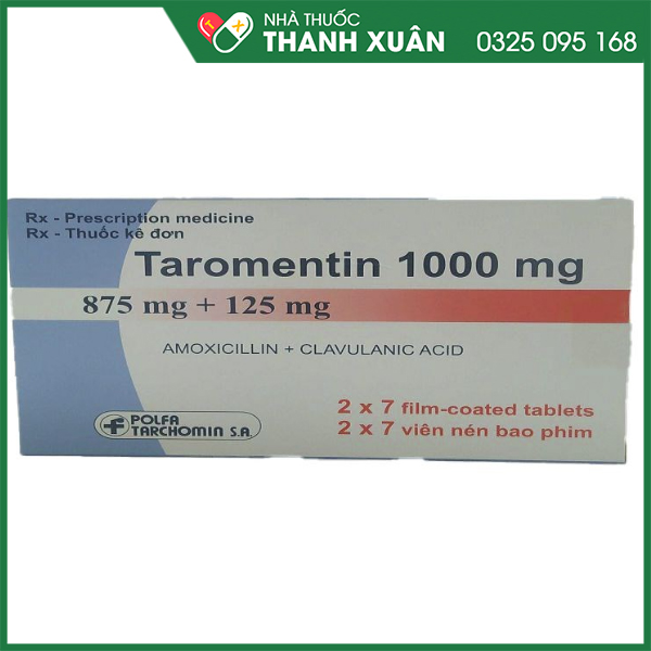 Taromentin 1000mg điều trị trường hợp nhiễm trùng